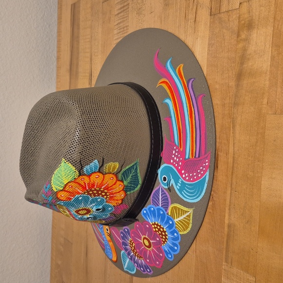 Hand Painted Mexican Artisanal Staw Fedora Hat - Picture 2 of 8
